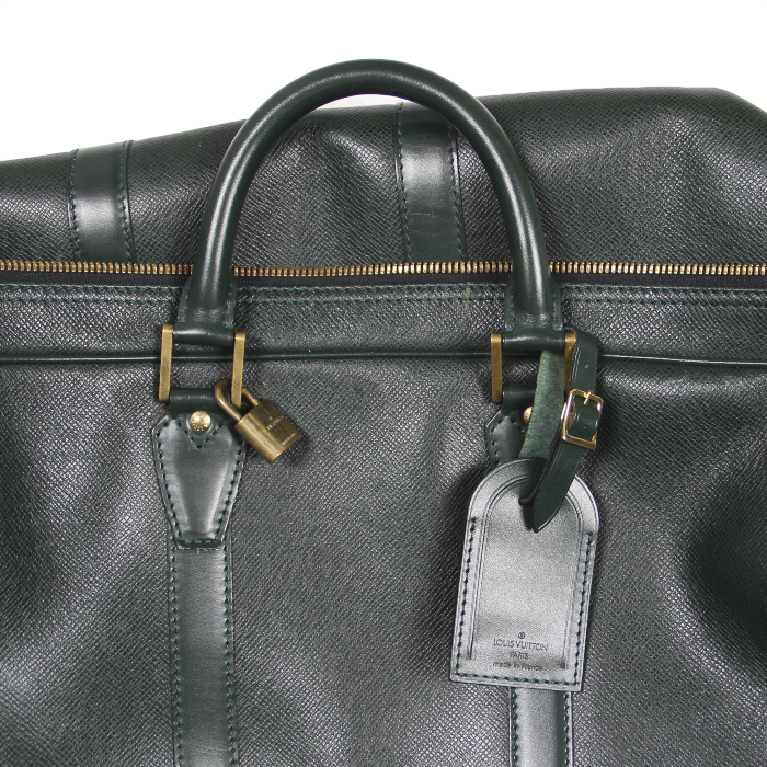 Hermès Kendal travel bag in green taiga leather - Detail D4