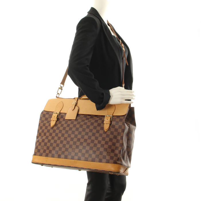 Louis Vuitton Greenwich travel bag in damier canvas and natural leather - Detail D1