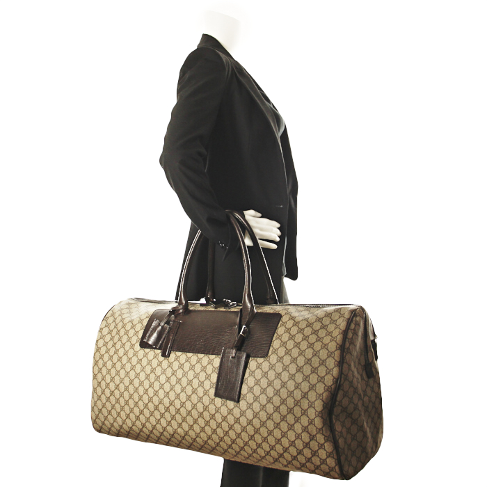 Gucci Voyage en toile monogram et cuir marron - Detail D1