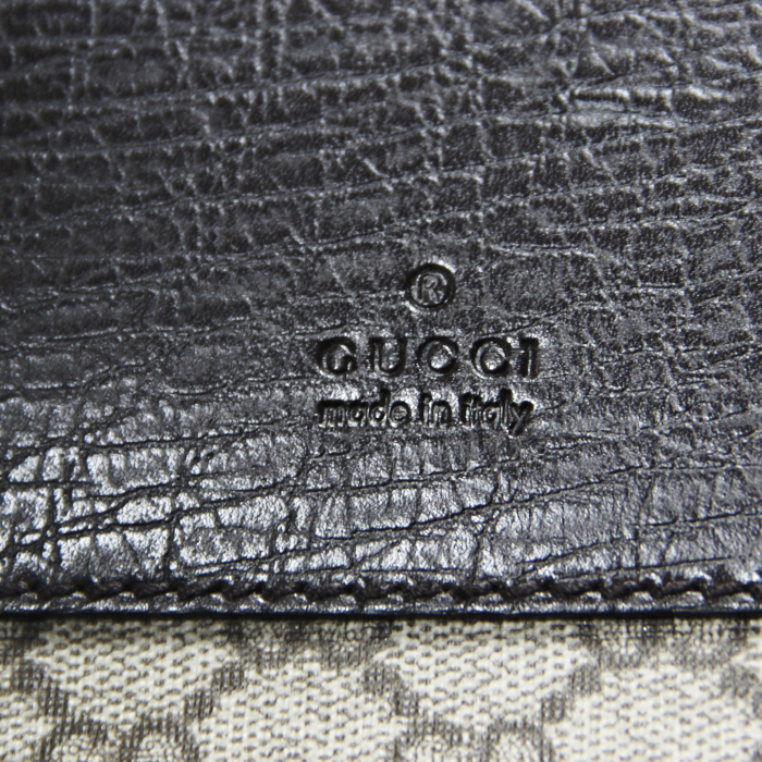Borsa da viaggio in tela monogram cerata e pelle marrone - Detail D4