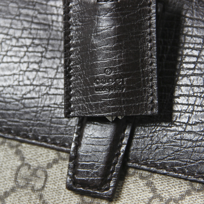 Borsa da viaggio in tela monogram cerata e pelle marrone - Detail D5