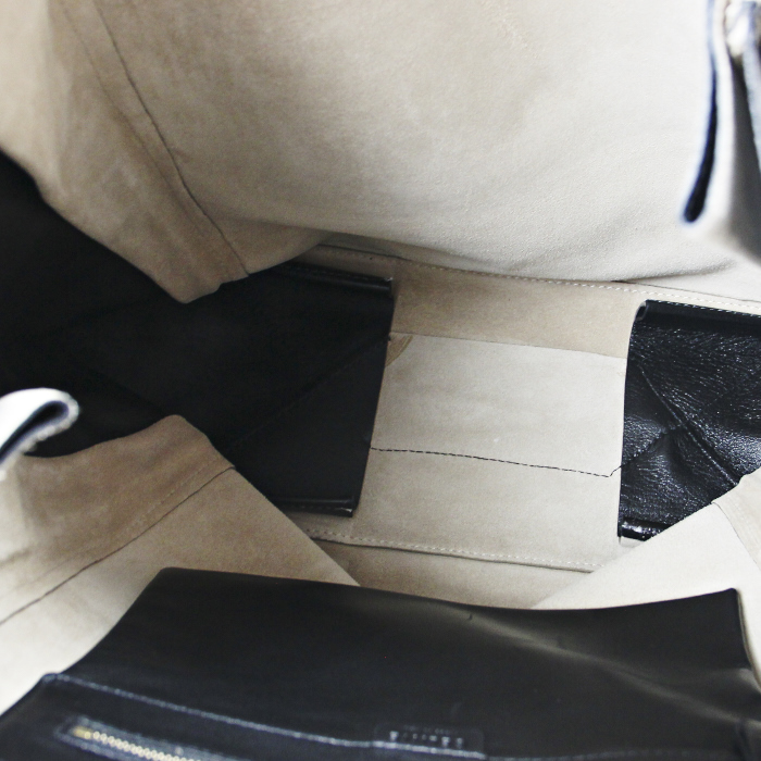 Celine cabas en laine beige et cuir noir - Detail D2