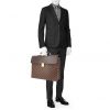 Louis Vuitton Altona Briefcase in ebene damier canvas and brown leather - Detail D1 thumbnail