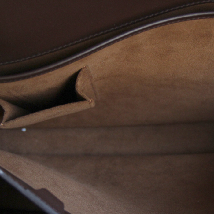 Louis Vuitton Altona Briefcase in ebene damier canvas and brown leather - Detail D3