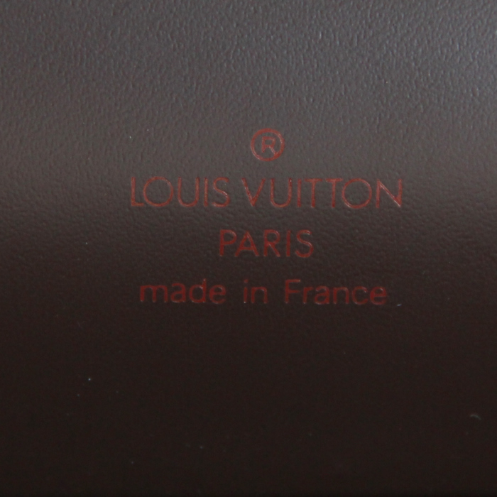 Louis Vuitton Altona Briefcase in ebene damier canvas and brown leather - Detail D4