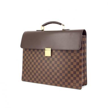 Porte-documents Louis Vuitton Altona en toile damier enduite ébène et cuir marron