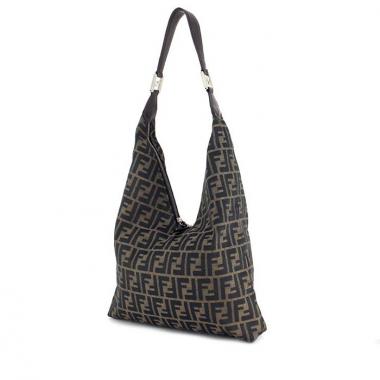 Handbag in brown monogram canvas and black leather