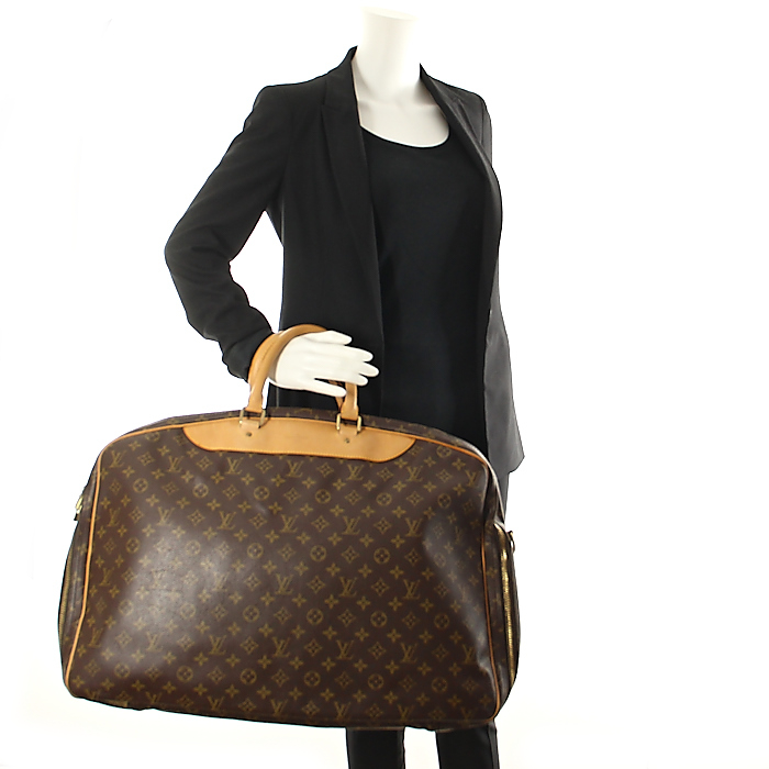 Louis Vuitton Alize 55 cm Travel bag in monogram canvas and natural leather - Detail D1