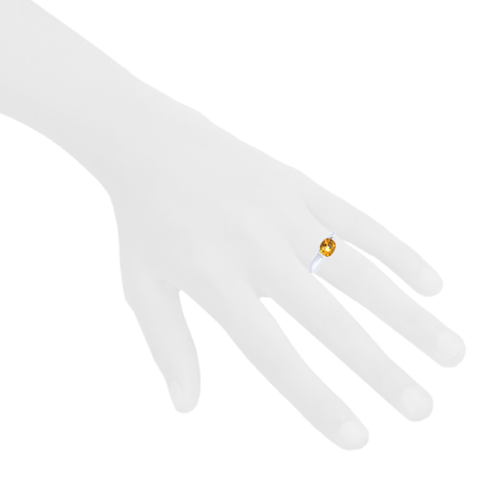 Modern ring in white gold, citrine and diamond - Detail D1