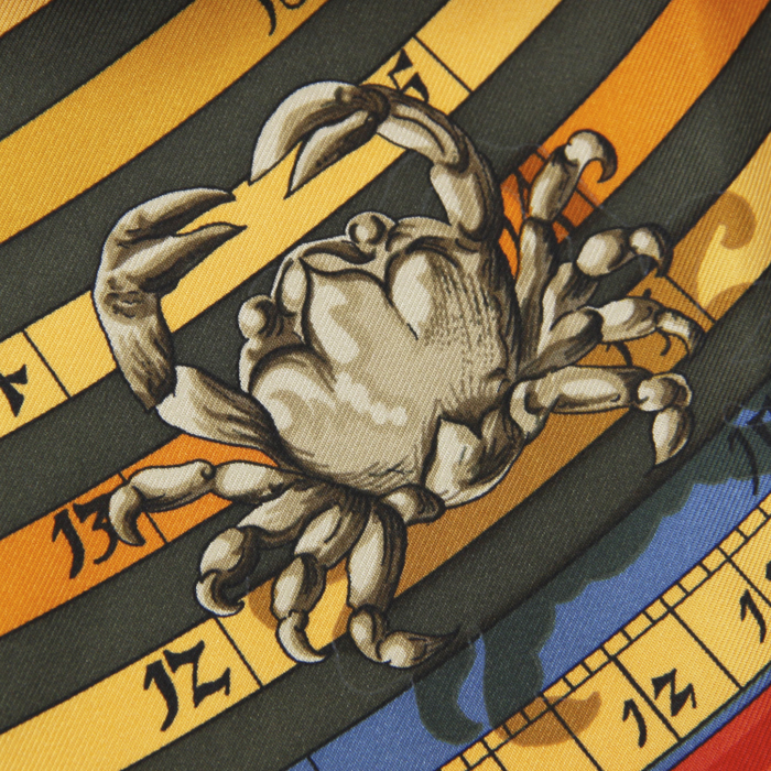 Hermès Carré en Twill de soie rouge thème astrologique  - Detail D3