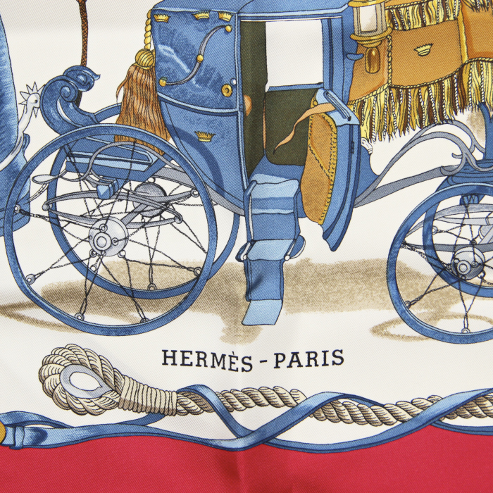 Hermès carré Musée in white twill silk - Detail D2