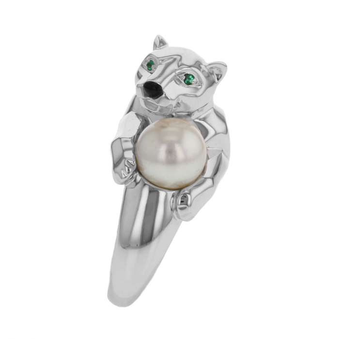Cartier white gold and pearl Panther ring - Detail D1