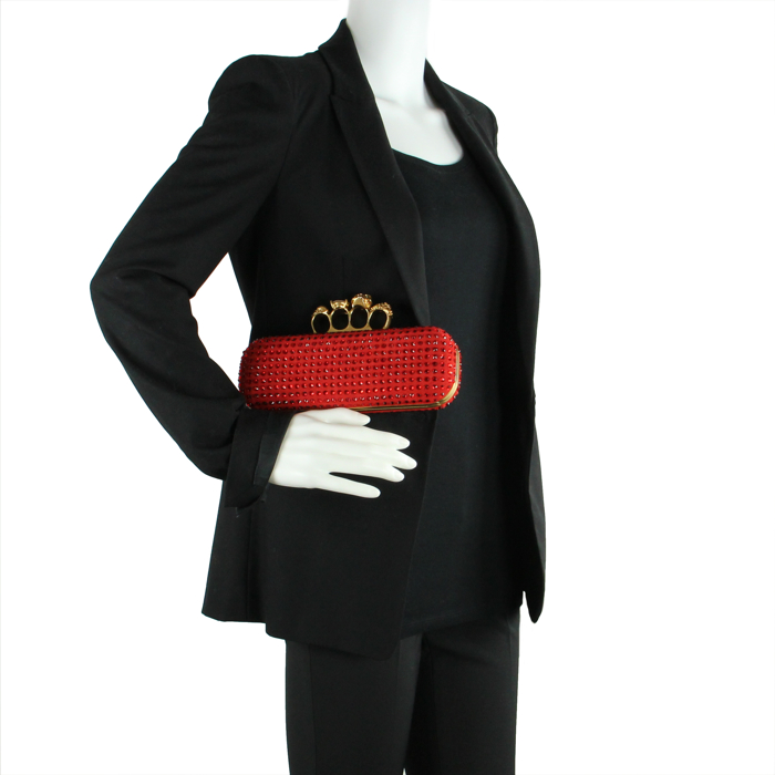 Alexander McQueen minaudière poing américain strassé rouge - Detail D1