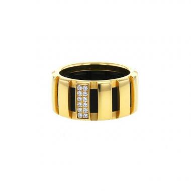 Chaumet Class One large model ring in yellow gold, diamonds and rubber