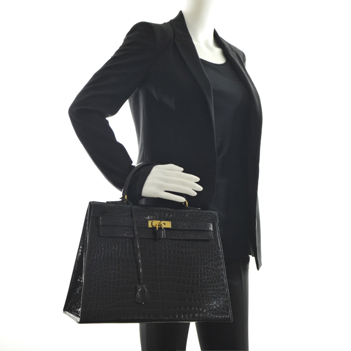 Hermès Kelly 35 cm in black crocodile - Detail D1