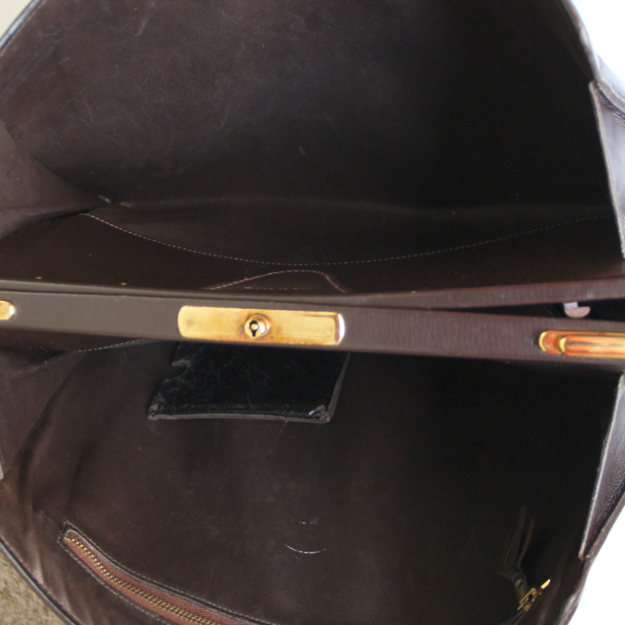 Sac à main Hermes Pullman en cuir box marron-chocolat - Detail D2