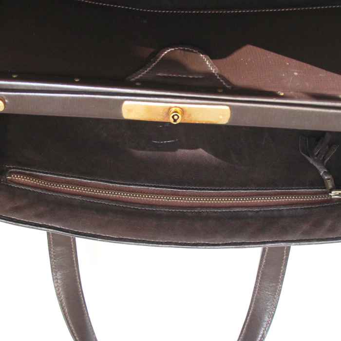 Sac à main Hermes Pullman en cuir box marron-chocolat - Detail D3