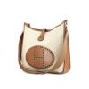 Evelyne large model handbag in beige canvas and brown leather - 00pp thumbnail