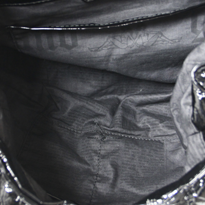 Borsa in pelle verniciata nera - Detail D2