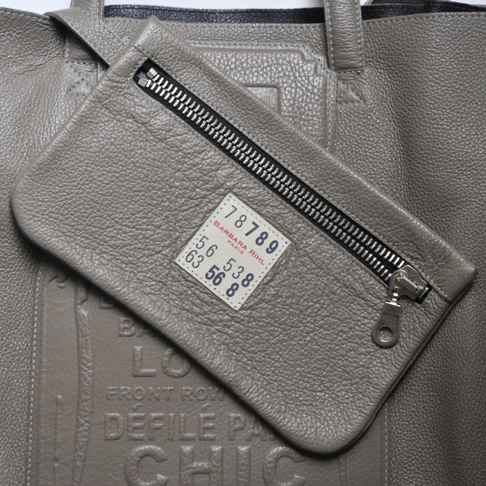 Barbara Rihl shopping bag in grey leather - Detail D5