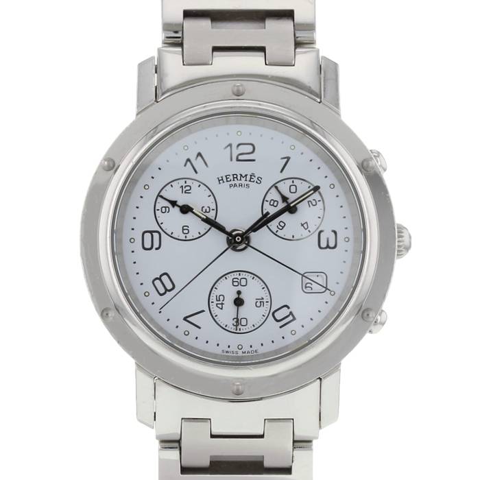 Orologio Hermes Clipper Chrono in acciaio Ref :  Clipper