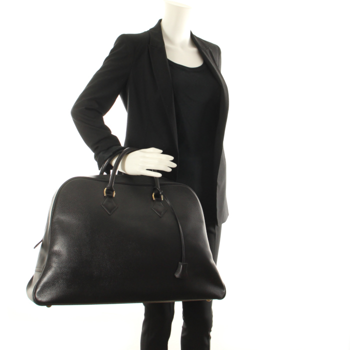 Hermès travel bag in black leather - Detail D1