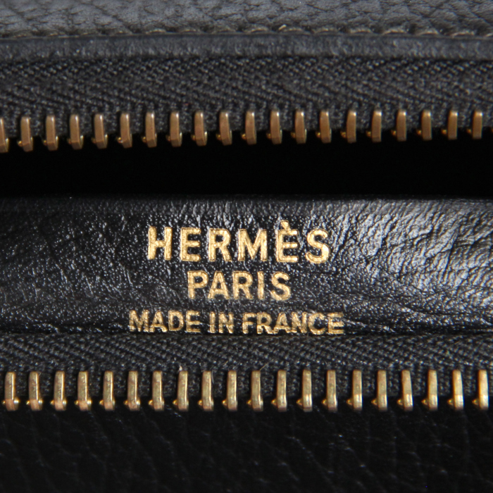 Hermès travel bag in black leather - Detail D3