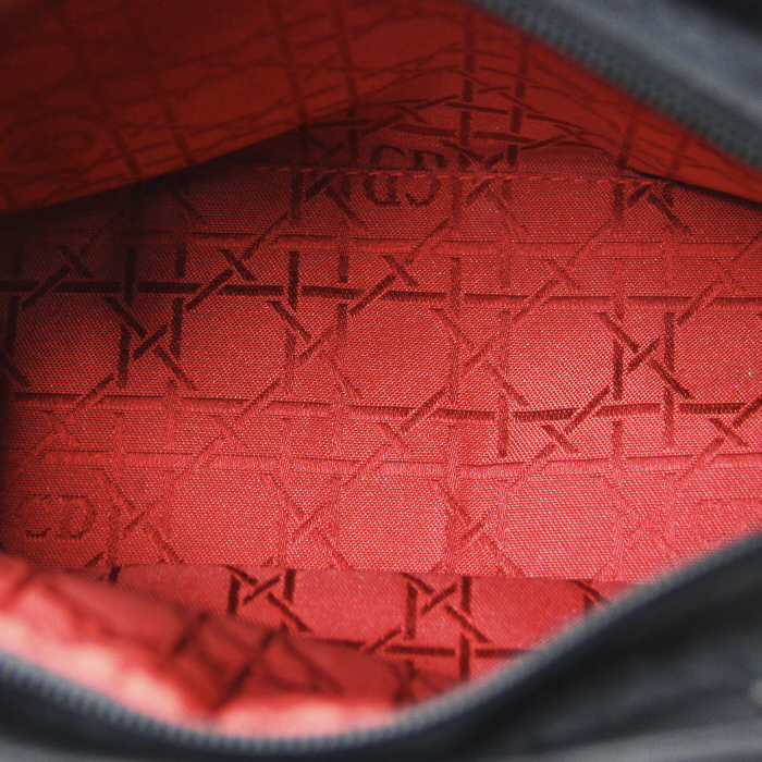 Christian Dior Lady Dior medium model in black canvas - Detail D2