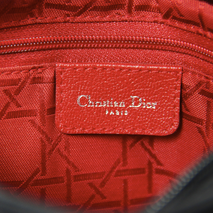 Christian Dior Lady Dior moyen modèle en toile cannage noire - Detail D3
