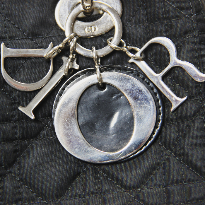 Christian Dior Lady Dior medium model in black canvas - Detail D4