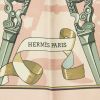 Foulard Carre Hermes in twill di seta rosa pallido beige e grigia - Detail D2 thumbnail