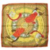 Hermes Carre Hermes scarf in green, red, yellow mustard and leopard multicolor twill silk - 00pp thumbnail