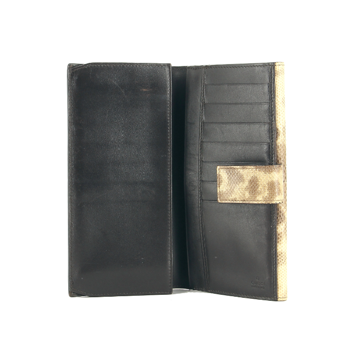 Billetera Gucci en piel de serpiente amarilla y marrón - Detail D1