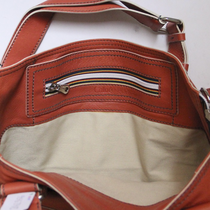 Chloé shopping bag in orange leather - Detail D3
