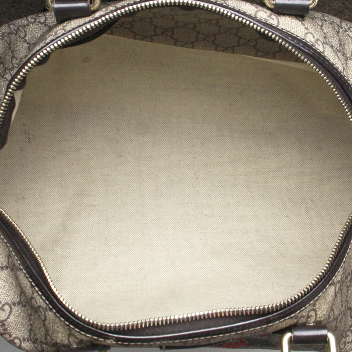 Borsa in tela monogram cerata beige e pelle verniciata nera - Detail D2