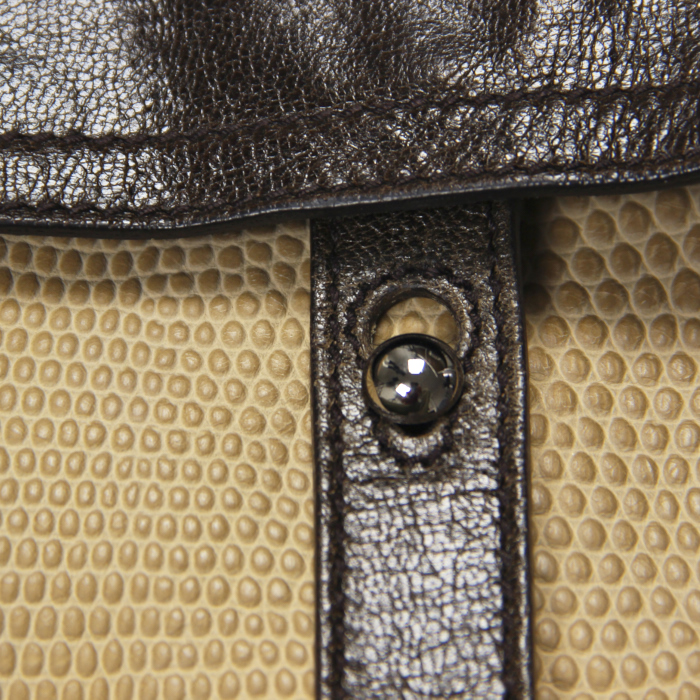 Muse Two large model bag in beige suede and brown leather - Detail D5