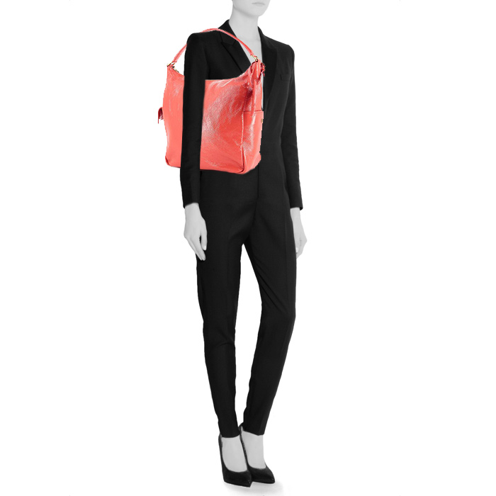 Sac cabas en cuir verni corail - Detail D1