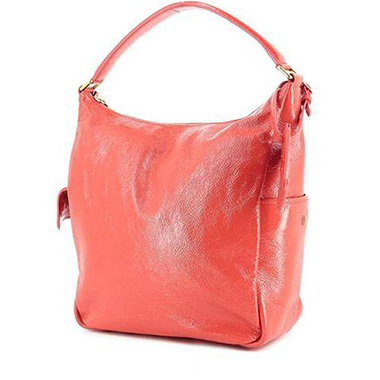 Shopping bag in pelle verniciata corallo