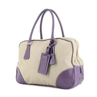 Prada en tela beige y cuero violeta