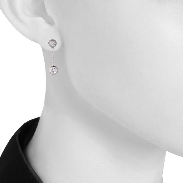 Cartier paire de boucles d'oreilles Diamant Léger en or blanc et diamants - Detail D1