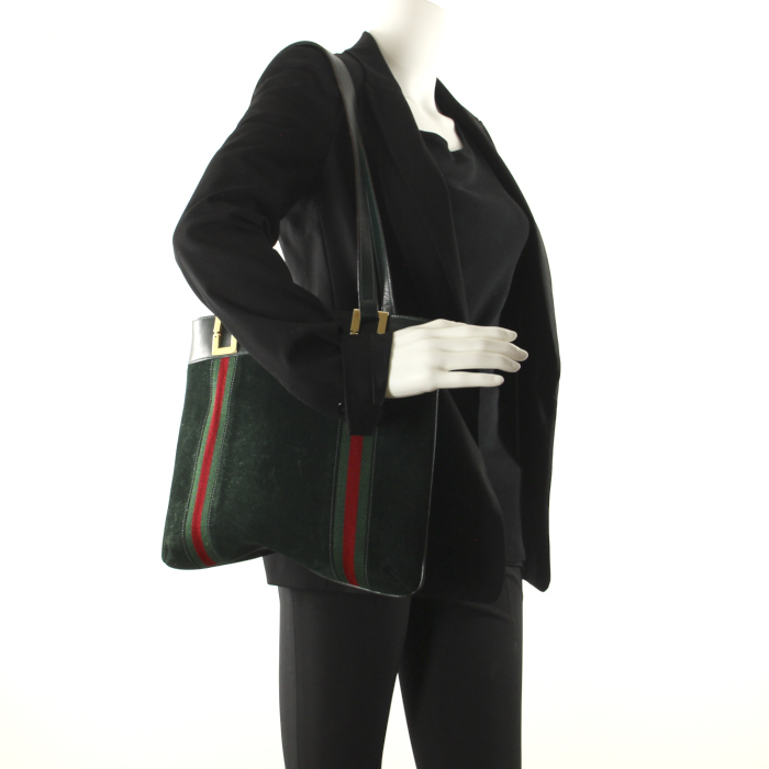 Sac à main en daim et cuir vert - Detail D1