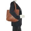 Double Sens small model shopping bag in brown leather - Detail D1 thumbnail
