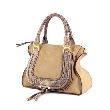 Chloé Marci in beige leather and python