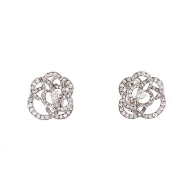Chanel pair of white gold and diamonds Camelia earrings