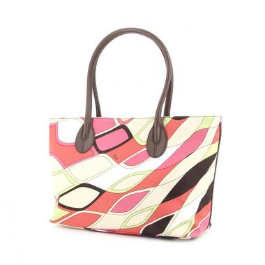  Emilio Pucci in multicolor canvas and brown leather