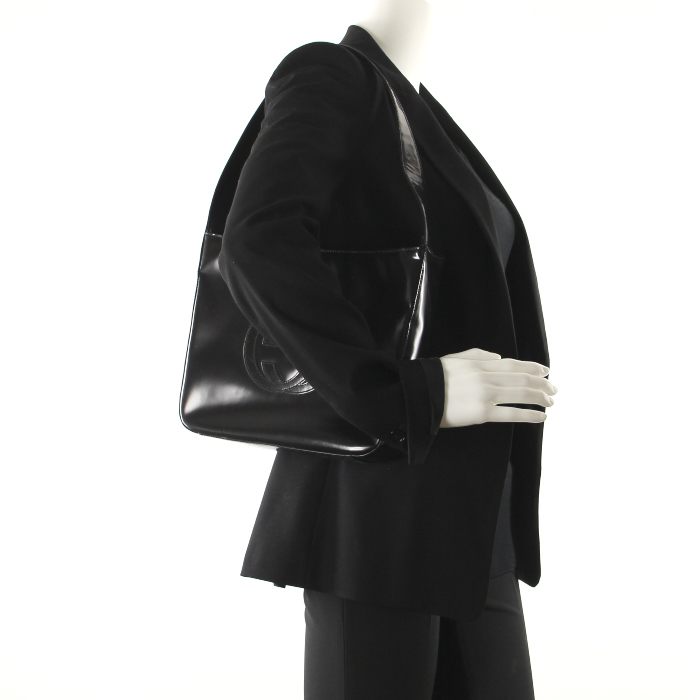 Bolso de mano en cuero negro - Detail D1