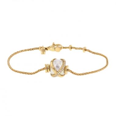 Fred bracelet Baie des Anges en or jaune, diamants et perle  Fred bracelet Baie des Anges en or jaune, diamants et perle