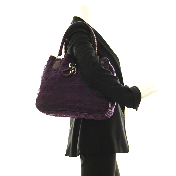Handbag in canvas and purple leather - Detail D1