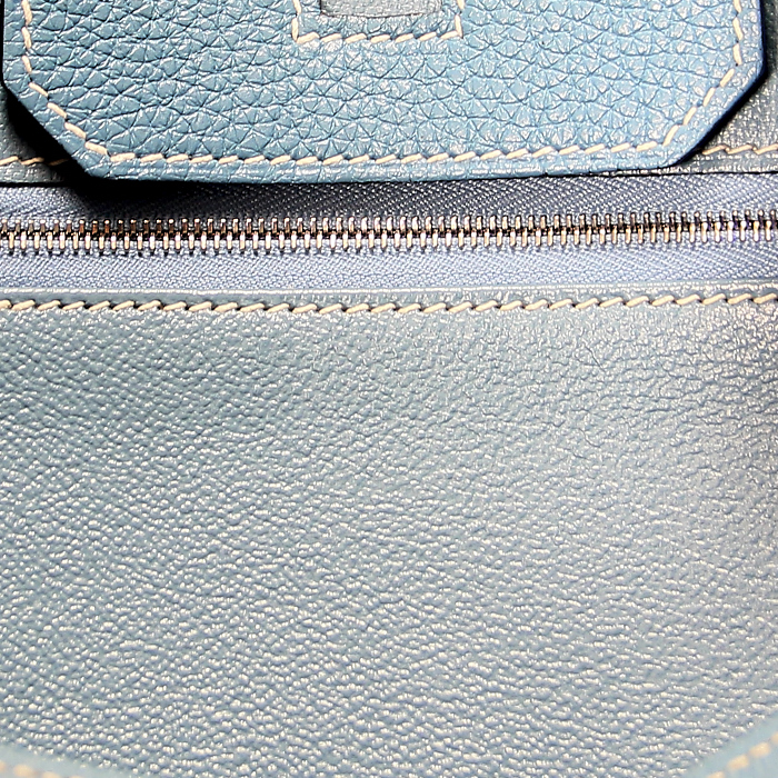 Hermès Birkin 30 cm en cuir bleu "Blue Jean" - Detail D3