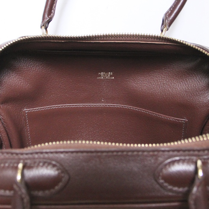 Sac à main Hermès Omnibus en cuir marron - Detail D3